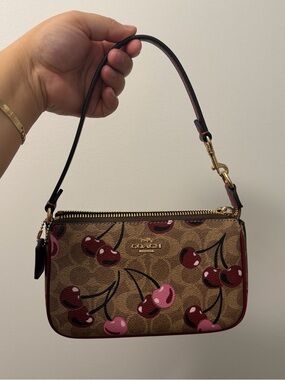 COACH Cherry Print Nolita 19 Brown/Red